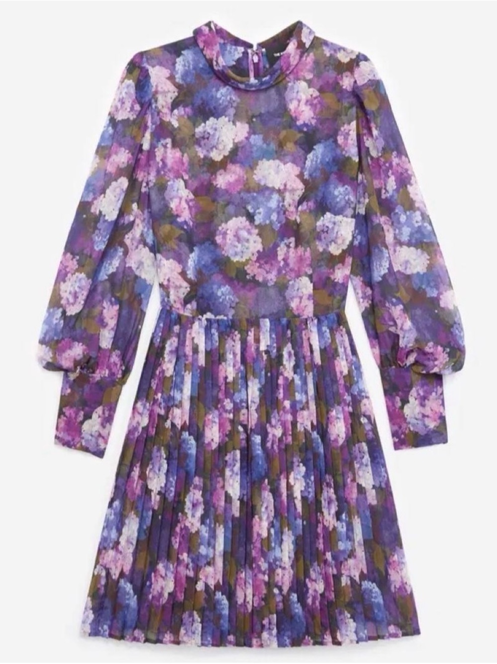 The Kooples Paris "Hortensia" Pleated Silk Georgette Midi Dress - Size 2